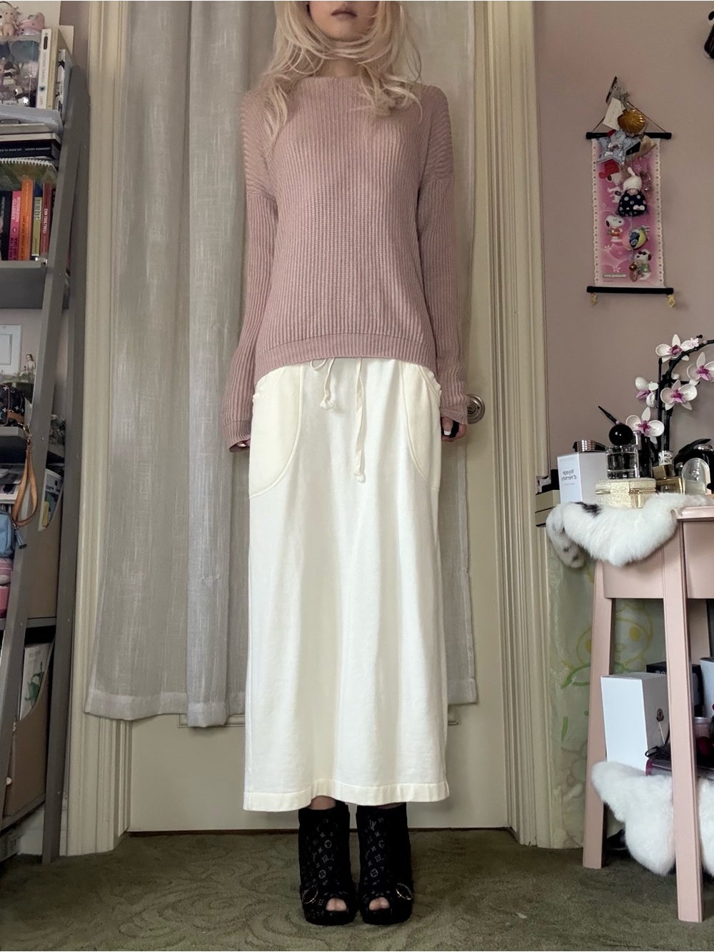 One Size Brandy Melvvile Mauve/Muted Pink Knit Sweater